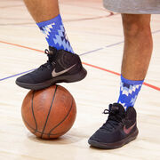 Basketball Woven Mid-Calf Socks - Aztec (Blue)