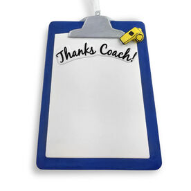 Thanks Coach Resin Ornament - Blue Clipboard (Ready to Sign!)