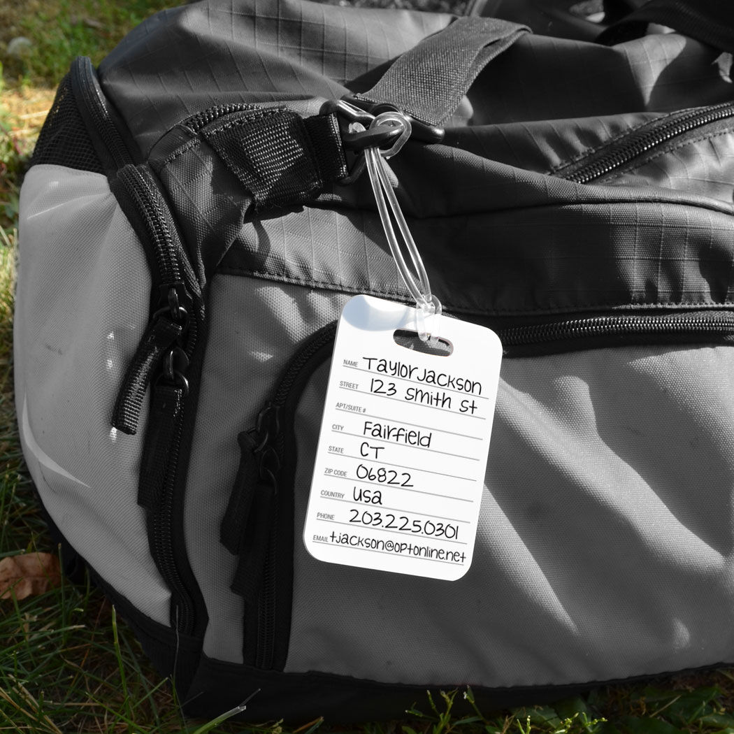 Eat Sleep Softball LARGE BLACK Softball Luggage & Bag Tag Custom Info on Back
