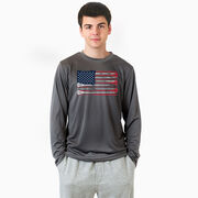 Guys Lacrosse Long Sleeve Performance Tee - American Flag