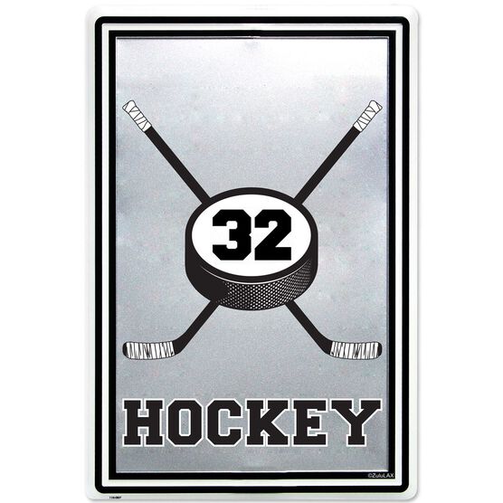 Personalized Hockey Stick and Puck Aluminum Room Sign