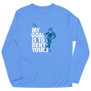 Guys Lacrosse Long Sleeve Performance Tee - My Goal Is To Deny Yours Defenseman