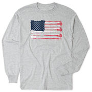 Guys Lacrosse Tshirt Long Sleeve - Amercian Flag