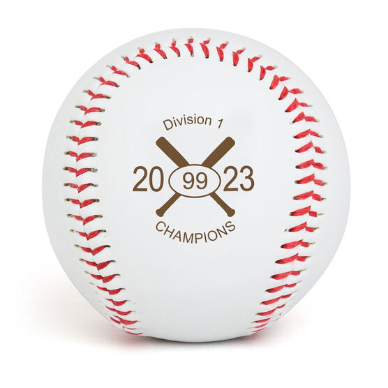 Baseball Crossed Bats Laser Engraved Baseball