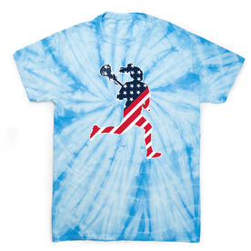 Girls Lacrosse Short Sleeve T-Shirt - Play Lax for USA Tie Dye