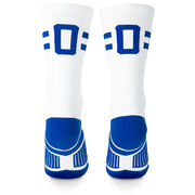 Team Number Woven Mid-Calf Socks - White/Royal Stripe