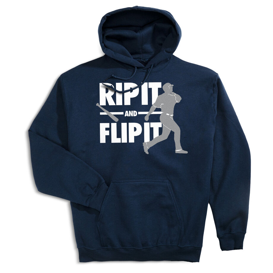Baseball Hooded Sweatshirt - Rip It Flip It - Personalization Image