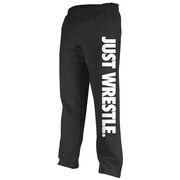 Wrestling Fleece Sweatpants Just Wrestle [Black/White/Adult X-Large] - SS