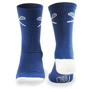 Lacrosse Woven Mid-Calf Socks - Crossed Sticks (Blue)