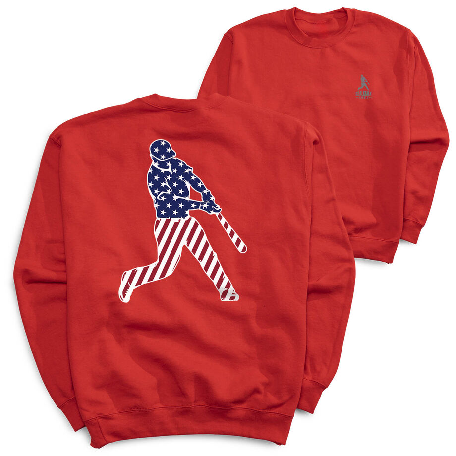 Baseball Crewneck Sweatshirt - Baseball Stars and Stripes Player (Back Design)