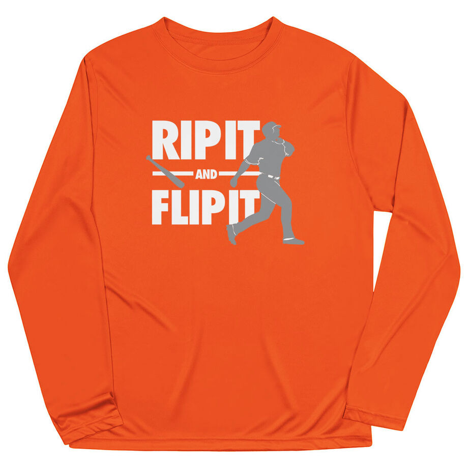 Baseball Long Sleeve Performance Tee - Rip It Flip It - Personalization Image