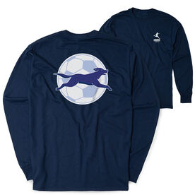 Soccer Tshirt Long Sleeve - Kicks The Soccer Dog(Back Design)