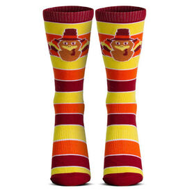 Woven Mid-Calf Socks - Turkey Stripe (Yellow/Orange/Red)