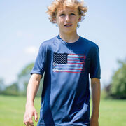 Guys Lacrosse Short Sleeve Performance Tee - American Flag