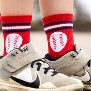 Baseball Woven Mid-Calf Socks - Red Striped