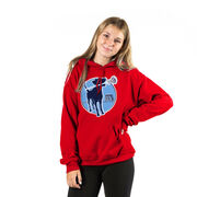 Girls Lacrosse Hooded Sweatshirt - Watercolor Lacrosse Dog With Girl Stick