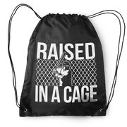 Raised In A Cage Baseball Drawstring Backpack