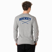 Hockey Tshirt Long Sleeve - Hockey Crossed Sticks Logo (Back Design)