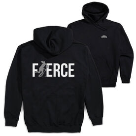 Field Hockey Hooded Sweatshirt - Fierce Field Hockey Girl with Silver Glitter (Back Design)