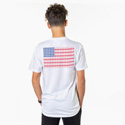 Softball/Baseball Short Sleeve T-Shirt - Patriotic Baseball (Back Design)