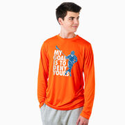 Guys Lacrosse Long Sleeve Performance Tee - My Goal Is To Deny Yours Defenseman