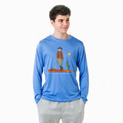 Guys Lacrosse Long Sleeve Performance Tee - Slingin Heat In The High Noon