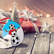 Soccer Round Ceramic Ornament -Soccer Snowman