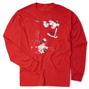 Guys Lacrosse Tshirt Long Sleeve - Santa Laxer