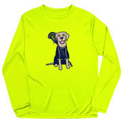 Guys Lacrosse Long Sleeve Performance Tee - Riley The Lacrosse Dog