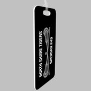 Guys Lacrosse Bag/Luggage Tag - Personalized Text with Crossed Sticks