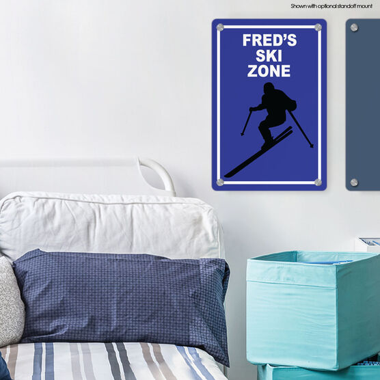 Skiing 18 X 12 Aluminum Room Sign Personalized Ski Zone Guy