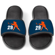 Hockey Repwell&reg; Slide Sandals - Hockey Slapshot with Number