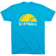 Softball Short Sleeve T-Shirt - Modern Softball [Adult Small/Turquoise] - SS