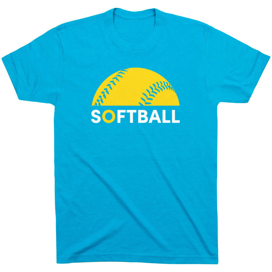 Softball Short Sleeve T-Shirt - Modern Softball [Adult Small/Turquoise] - SS