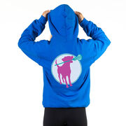 Girls Lacrosse Hooded Sweatshirt - Lacrosse Dog with Girl Stick (Back Design)