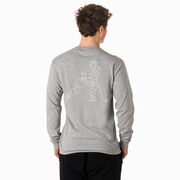 Hockey Tshirt Long Sleeve - Hockey Player Sketch (Back Design)
