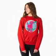 Girls Lacrosse Crewneck Sweatshirt - Lacrosse Dog with Girl Stick