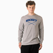Hockey Tshirt Long Sleeve - Hockey Crossed Sticks Logo