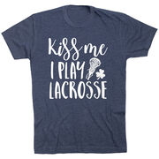 Girls Lacrosse Short Sleeve T-Shirt - Kiss Me I Play Lacrosse