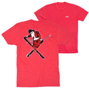 Skiing Short Sleeve T-Shirt - Freestyle Santa (Back Design)