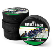 Personalized Hockey Puck - Thanks Coach with Photo (Wide)