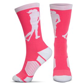 Field Hockey Woven Mid-Calf Socks - Player (Pink/White)