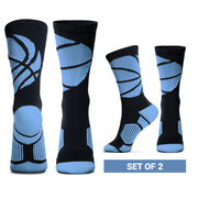 Basketball Woven Mid-Calf Sock Set - Ball Wrap (Black/Carolina Blue)