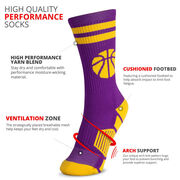 Basketball Woven Mid-Calf Socks - Ball (Purple/Gold)
