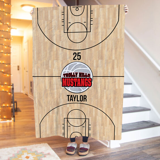 Basketball Premium Blanket - Personalized Court With Logo