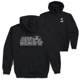 Soccer Hooded Sweatshirt - Just Kickin' It (Back Design) [Youth Medium/Black] - SS