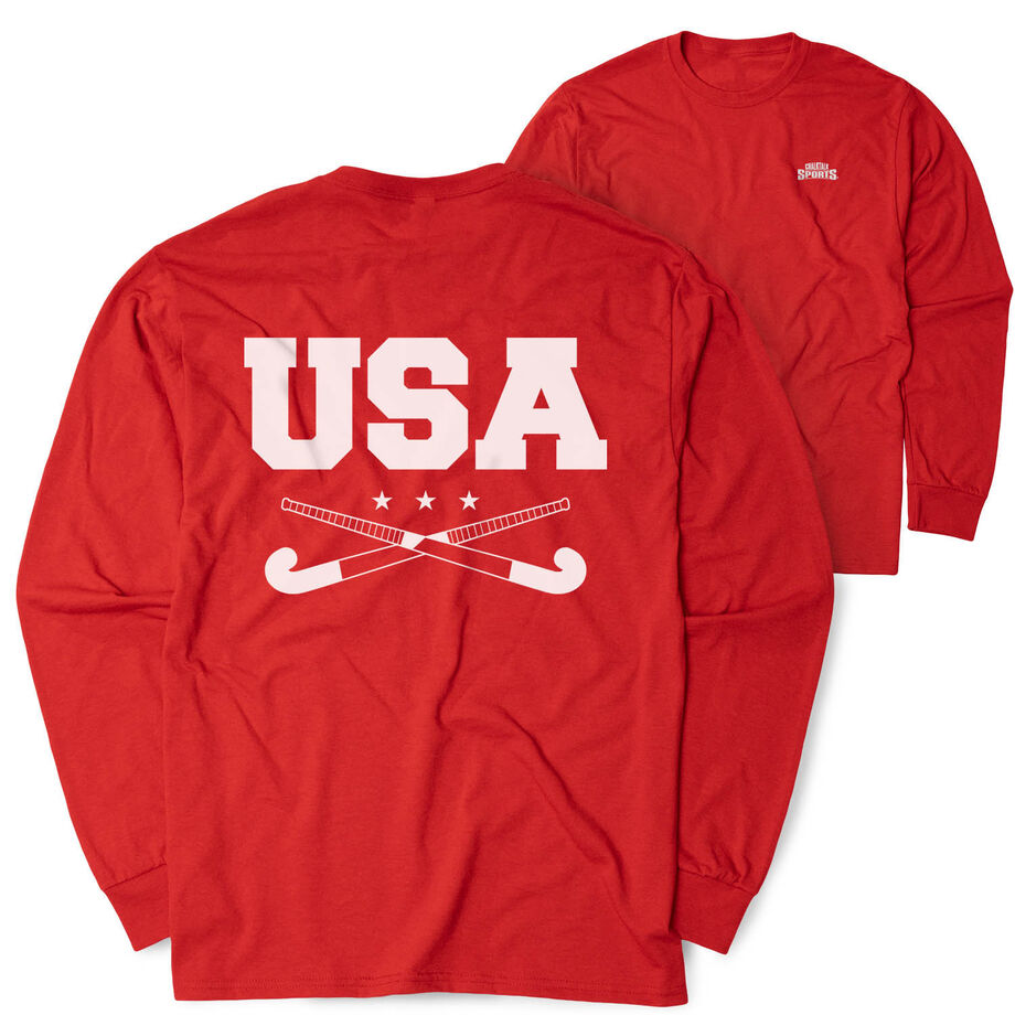 Field Hockey Tshirt Long Sleeve - USA Field Hockey (Back Design)