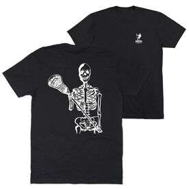 Guys Lacrosse Short Sleeve T-Shirt - Skeleton (White) (Back Design)