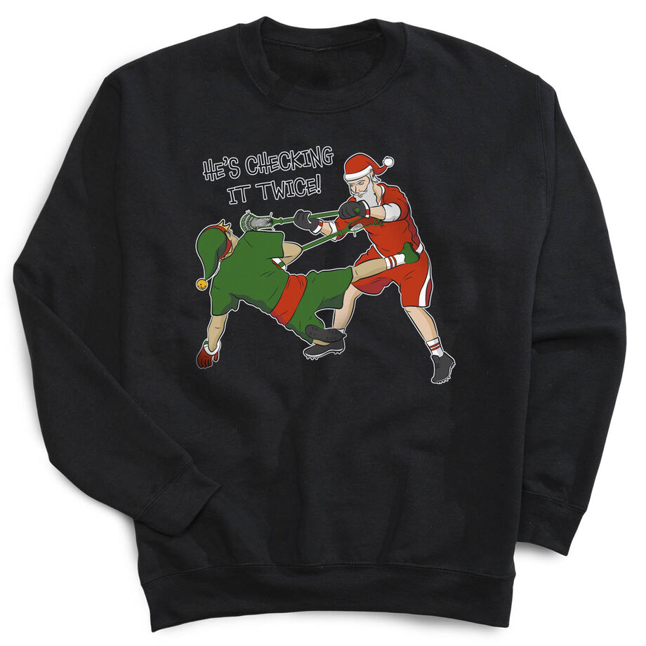 Guys Lacrosse Crewneck Sweatshirt - Checking It Twice Lacrosse