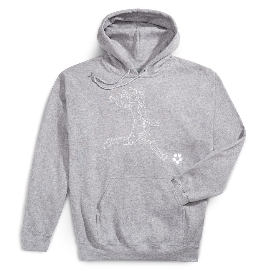 Soccer Hooded Sweatshirt - Soccer Girl Player Sketch